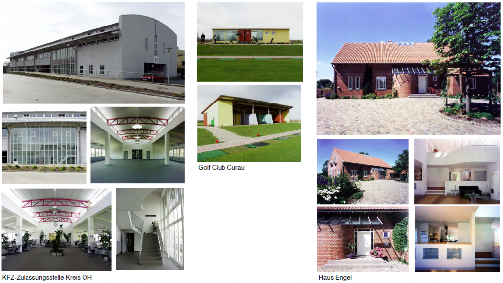 Bilder der Neubauten der KFZ-Zulassungsstelle des Kreis Ostholstein, des Golf Club Curau und des Haus Engel