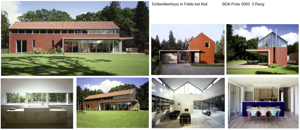 Bilder des Neubaus eines Einfamilienhauses in Felde bei Kiel. Gewinner des BDA-Preis 2003, 3. Rang.